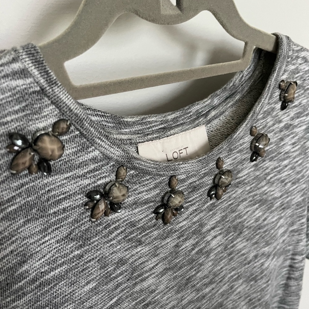 Gray Loft bejeweled short sleeve sweater size S